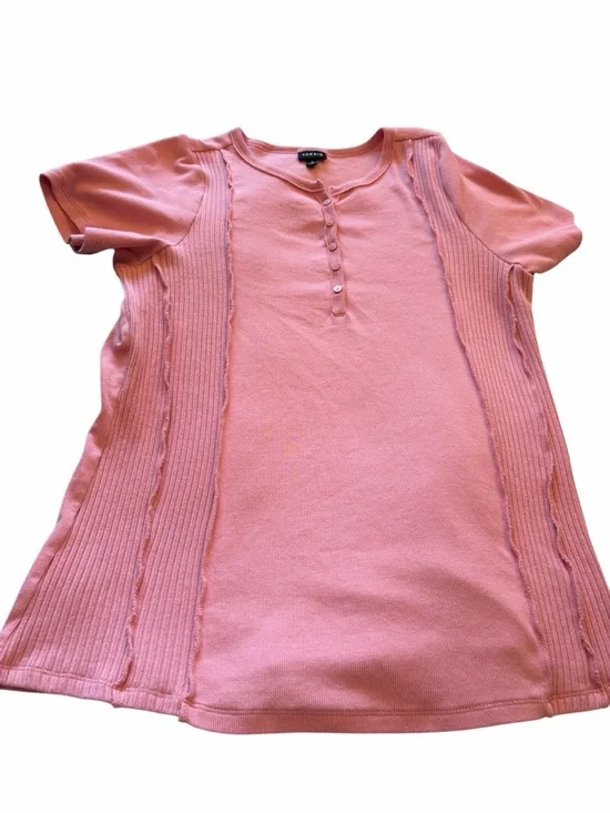 Torrid Pink Short-Sleeve Knit Tee with Button Placket -Size 2X - Picture 2 of 10